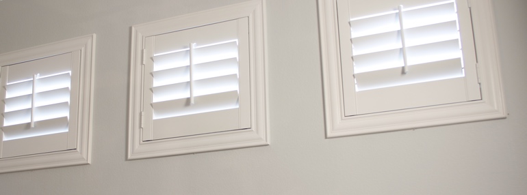 Small Windows in a Indianapolis Garage with Plantation Shutters